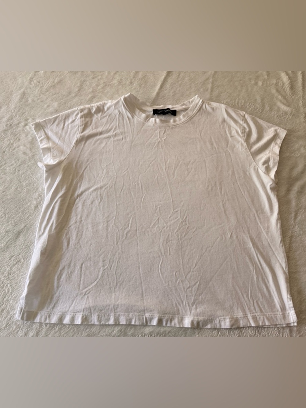 Loft Versa Cap Sleeves Cotton Modal Blend  White T-Shirt L
